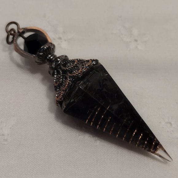 Resin & Black Obsidian Chip Crystal Pendulum - Picture 2 of 4